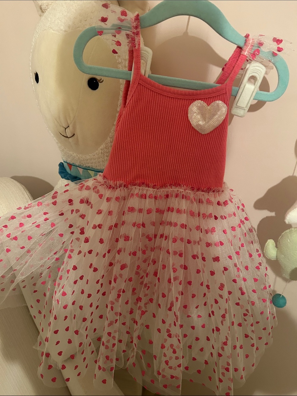 Petite Hailey Pink Heart Tulle Dress with Sequin Heart